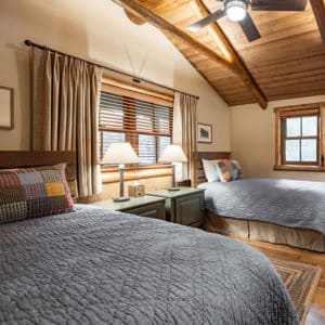 Bedroom in the Marysville Cabin at Mountain Sky Guest Ranch