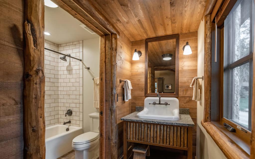 Bathroom in the Rimini Cabin at the Mountain Sky Guest Ranch